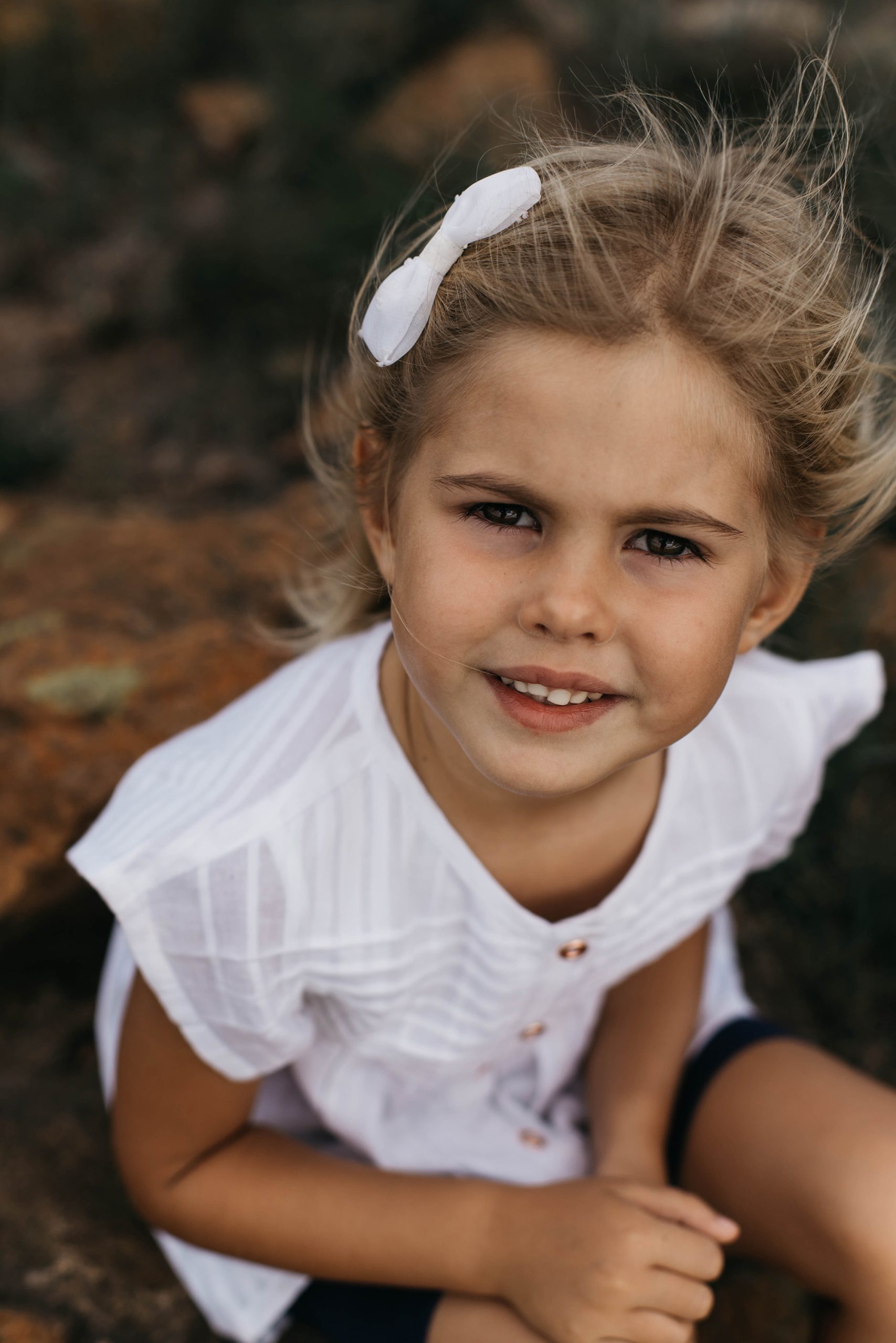 little girl looking up